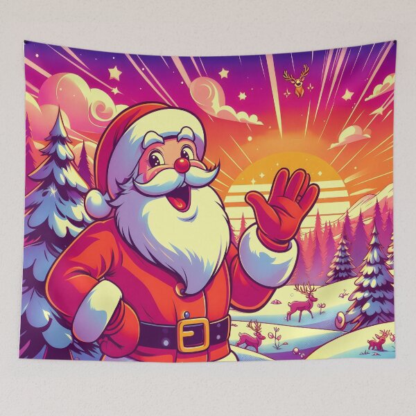 Item preview, Christmas Santa in a Sunset Winter Wonderland designed and sold by Art-Arcade6.