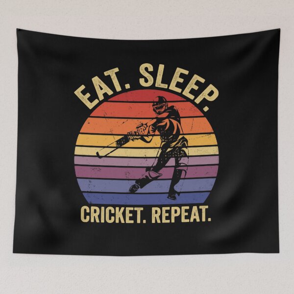 Item preview, Eat Sleep Cricket Repeat Retro Match Life designed and sold by SkeletonsDanger.