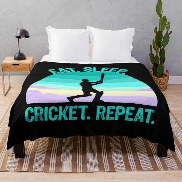 Item preview, Eat Sleep Cricket Repeat Retro Batsman Spirit designed and sold by SkeletonsDanger.