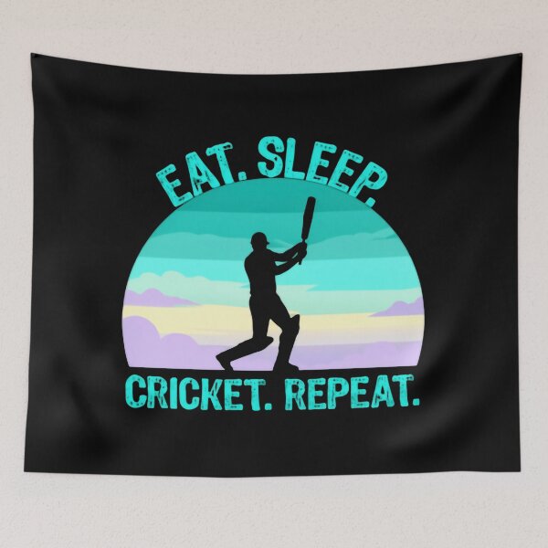 Item preview, Eat Sleep Cricket Repeat Retro Batsman Spirit designed and sold by SkeletonsDanger.