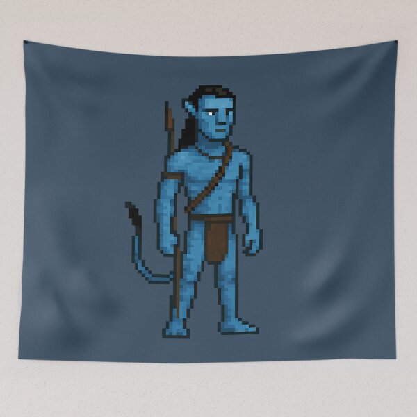 Item preview, Avatar Pixel Art – Na’vi Fan Art – Blue Alien Warrior Retro 8-bit Design designed and sold by LoomisDreams.