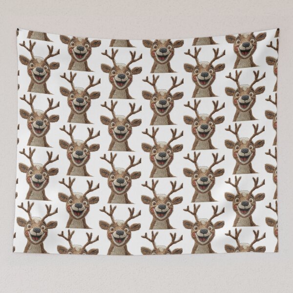 Item preview, Cute Holiday Reindeer Embroidery – Cozy Nordic Christmas Art designed and sold by MiraLumeStudio.