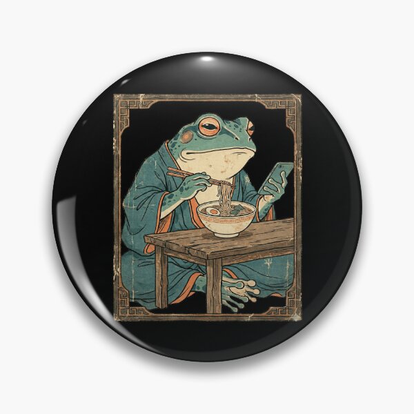 Item preview, Funny Grumpy Frog Eating Ramen Noodles Japanese Art designed and sold by NovaCraft30.