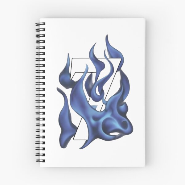 Artikelvorschau, Weiß Nummer 7 mit elektrisch blauen Flammen entworfen und verkauft von Evan-Tees.