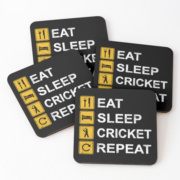 Item preview, Eat Sleep Cricket Repeat Retro Sunset Vibes designed and sold by SkeletonsDanger.