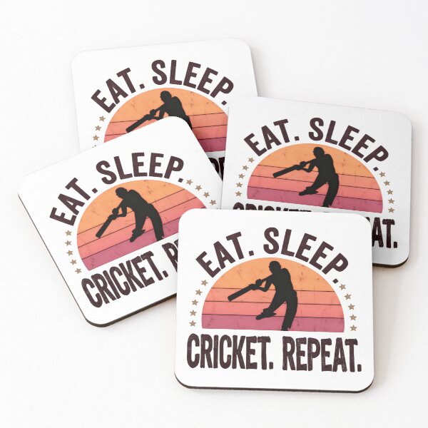 Item preview, Eat Sleep Cricket Repeat Vintage Match Day Style designed and sold by SkeletonsDanger.