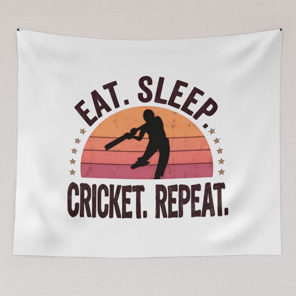 Item preview, Eat Sleep Cricket Repeat Vintage Match Day Style designed and sold by SkeletonsDanger.