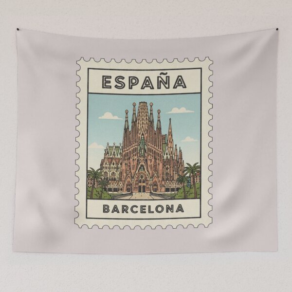 Item preview, Vintage Spain Barcelona Stamp designed and sold by allaboutstamps.