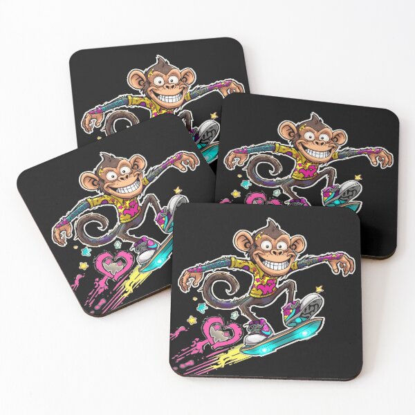 Item preview, Neon Monkey Skater – Vibrant Street Art Pop Cartoon designed and sold by PLUSHIWORLDtm.