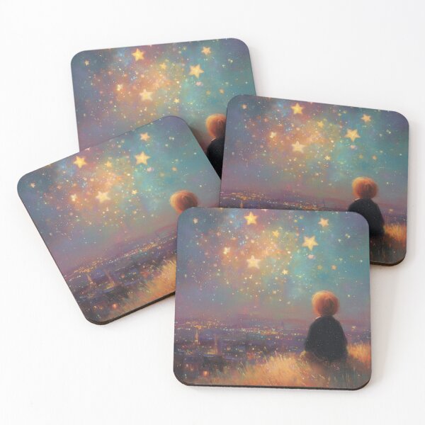 Item preview, Child Watching Stars Above the City Lights designed and sold by Magical Art Store.