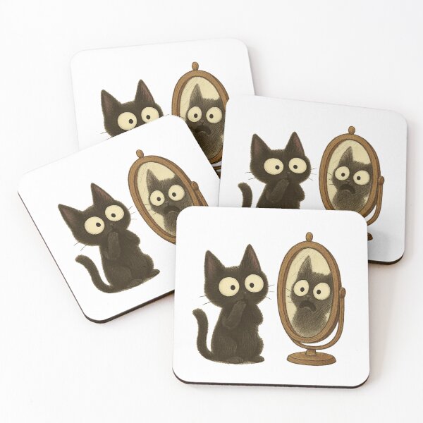 Item preview, Funny Black Cat Looking in Mirror designed and sold by MIArt Studio.