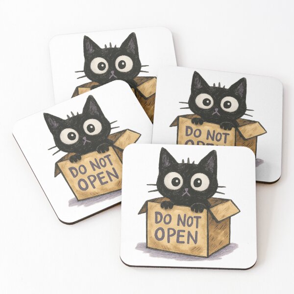 Item preview, Cute Black Cat in Do Not Open Box designed and sold by MIArt Studio.