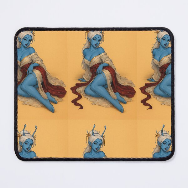 Item preview, Blue alien maiden in elegant flowing ceremonial robes. designed and sold by SilkPinupStudio.
