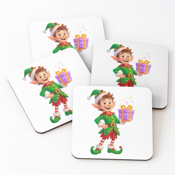 Item preview, Cute Christmas Elf with Magical Gift – Festive Holiday Cartoon Illustration designed and sold by FraktalMoods.
