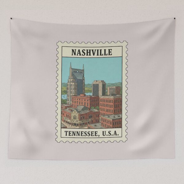 Item preview, Vintage nashville tennessee usa skyline stamp designed and sold by allaboutstamps.