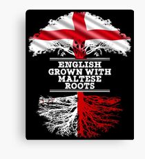 English Grown With Maltese Roots Gift For Maltese From Malta - Malta Flag in Roots Canvas Print