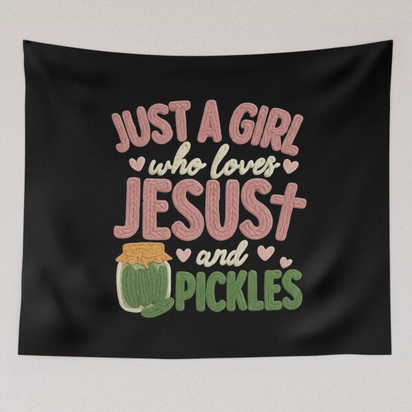Item preview, A Girl Who Loves Jesus and Pickles Faux Yarn Crochet Vintage designed and sold by SunfullyYours.