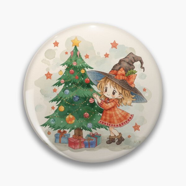 Item preview, Little Christmas Witch Decorating Tree – Cute Christmas Magic designed and sold by Dream Magic Co.