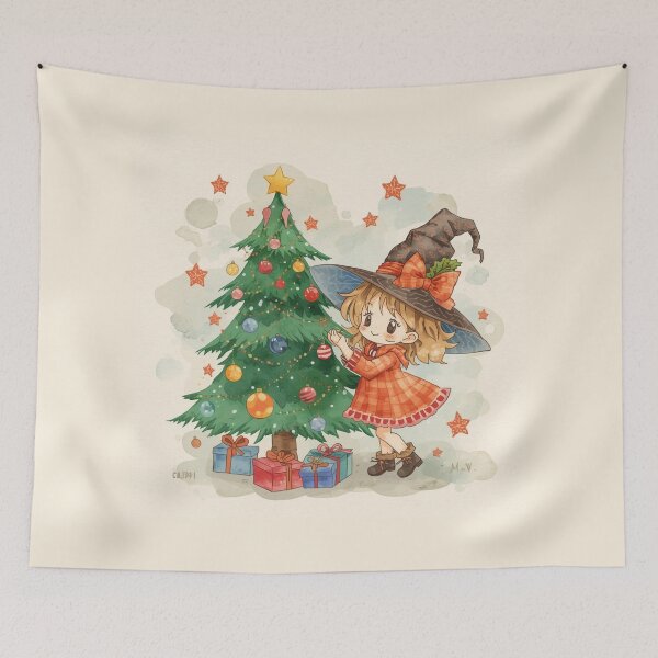 Item preview, Little Christmas Witch Decorating Tree – Cute Christmas Magic designed and sold by Dream Magic Co.