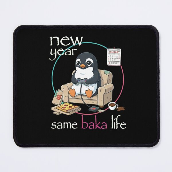 Item preview, New Year Same Baka Life T-Shirt, funny anime penguin joke gift, realistic penguin streetwear graphic tee, manga style tee designed and sold by Kukiishop.