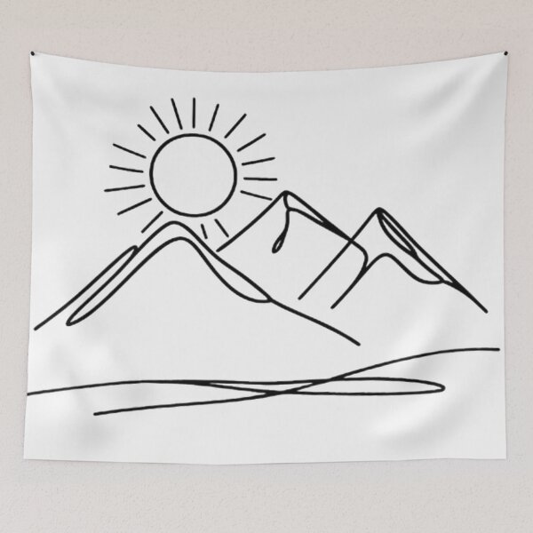 Item preview, Minimalist Mountain Range Sunrise Continuous Line Art designed and sold by thenextstepua.