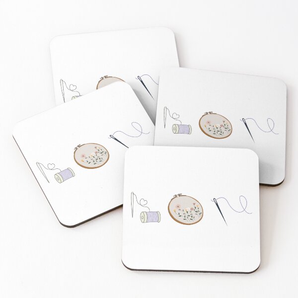 Item preview, Embroidery Icons Sticker – Needle & Thread, Floral Hoop, Stitch – Budget-Friendly Sewing Triptych designed and sold by MicroRoleClub.