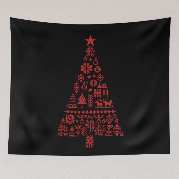 Item preview, Modern Nordic Red White Tree designed and sold by ChicTrendz.