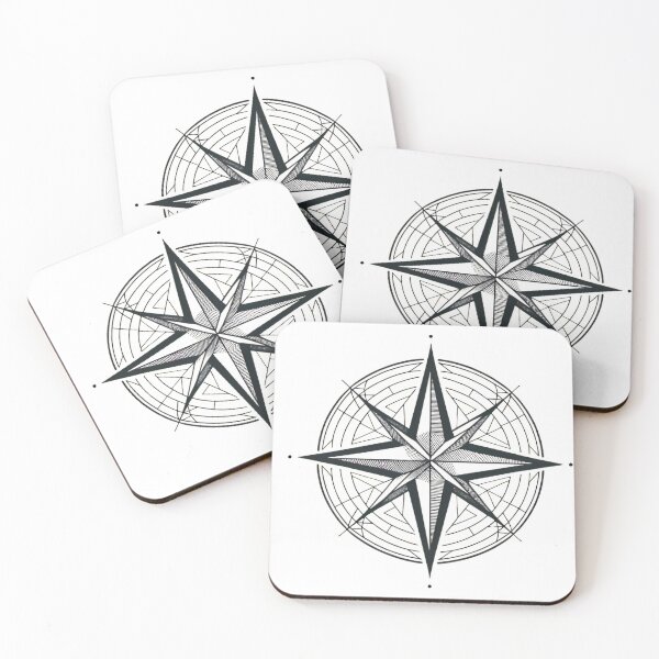 Item preview, Symmetrical Geometric Compass Rose Line Art designed and sold by thenextstepua.