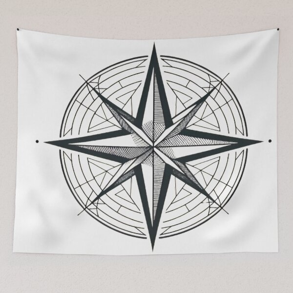 Item preview, Symmetrical Geometric Compass Rose Line Art designed and sold by thenextstepua.