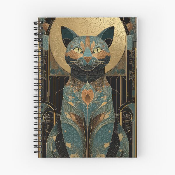Item preview, Art Deco Cat Poster with Gold Floral Details – Elegant Geometric Floral Design with Gold Accents,  Mystical Vintage  Art designed and sold by ArtFairy38.