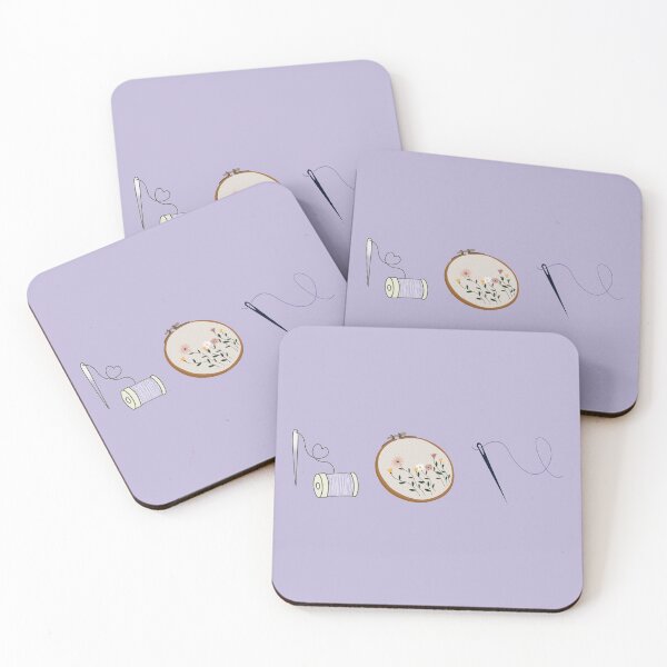 Item preview, Embroidery Icons Sticker (Purple) – Needle & Thread, Floral Hoop, Stitch – Budget-Friendly Sewing Triptych designed and sold by MicroRoleClub.