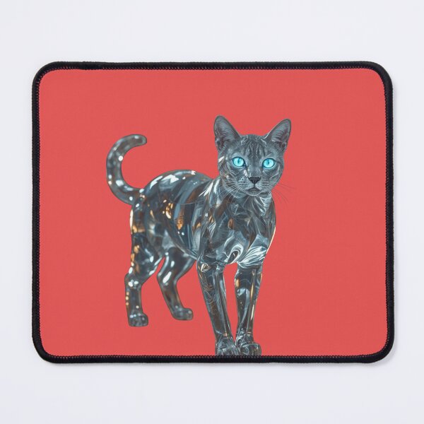 Item preview, Crystal Quartz Cat with Blue Glowing Eyes – Ultra Realistic Fantasy Animal Art designed and sold by TeeVibeHaus.