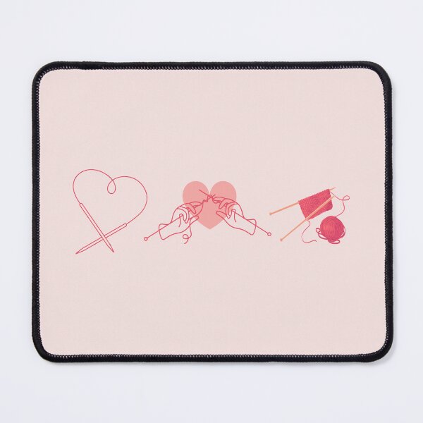 Item preview, Knitting Icons (Pastel Pink) – Needle Heart, Hands Knitting, Yarn & Needles – Minimal Cozy Triptych designed and sold by MicroRoleClub.