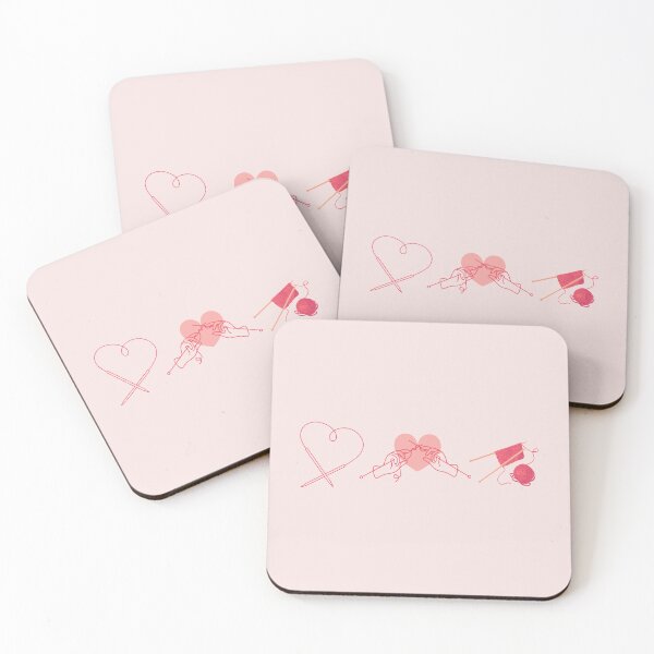 Item preview, Knitting Icons (Pastel Pink) – Needle Heart, Hands Knitting, Yarn & Needles – Minimal Cozy Triptych designed and sold by MicroRoleClub.