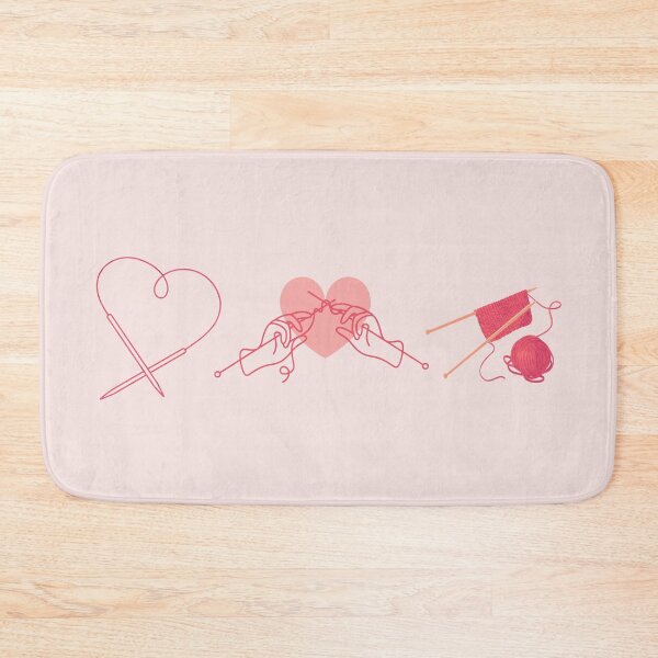 Item preview, Knitting Icons (Pastel Pink) – Needle Heart, Hands Knitting, Yarn & Needles – Minimal Cozy Triptych designed and sold by MicroRoleClub.