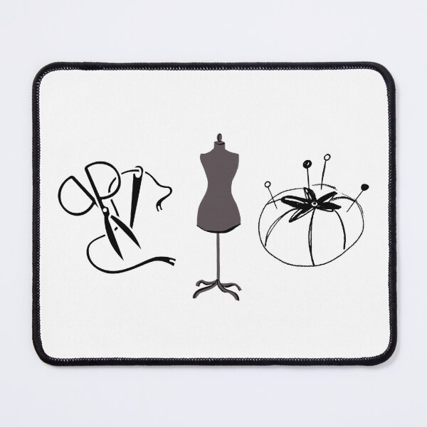 Item preview, Sewing Room Icons – Scissors & Seam Ripper, Dress Form, Pincushion – Minimal Tailor Triptych designed and sold by MicroRoleClub.
