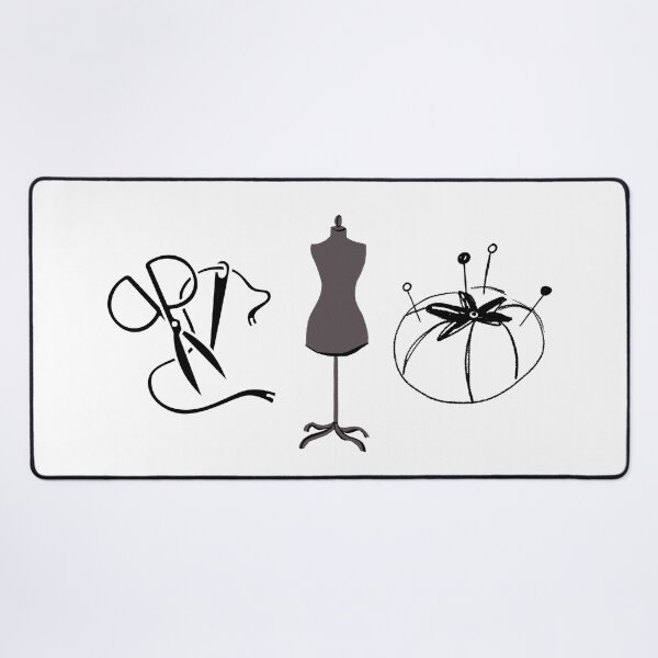 Item preview, Sewing Room Icons – Scissors & Seam Ripper, Dress Form, Pincushion – Minimal Tailor Triptych designed and sold by MicroRoleClub.