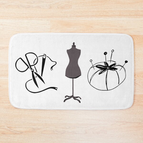 Item preview, Sewing Room Icons – Scissors & Seam Ripper, Dress Form, Pincushion – Minimal Tailor Triptych designed and sold by MicroRoleClub.