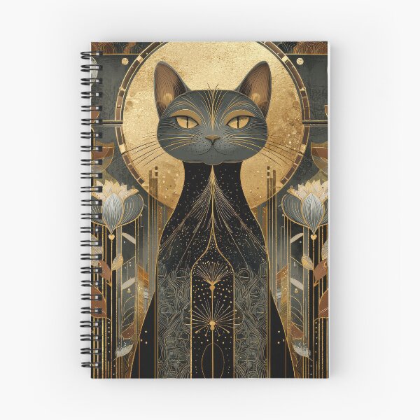 Item preview, Art Deco Cat Poster – Elegant Geometric Floral Design with Gold Accents  designed and sold by ArtFairy38.