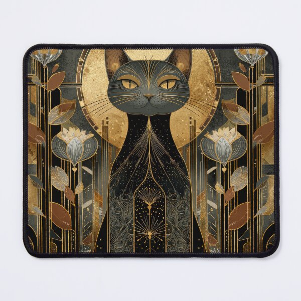 Item preview, Art Deco Cat Poster – Elegant Geometric Floral Design with Gold Accents designed and sold by ArtFairy38.
