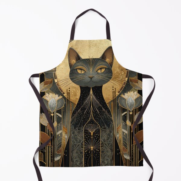 Item preview, Art Deco Cat Poster – Elegant Geometric Floral Design with Gold Accents designed and sold by ArtFairy38.