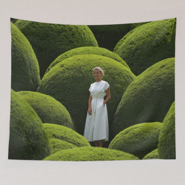 Item preview, Woman stands among green bushes designed and sold by anytka.