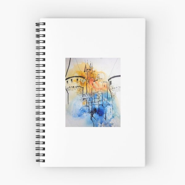 Item preview, Bright Watercolor and Ink Drawing of Corvin Castle designed and sold by Kara Draws.