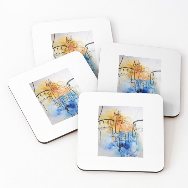 Item preview, Bright Watercolor and Ink Drawing of Corvin Castle designed and sold by Kara Draws.