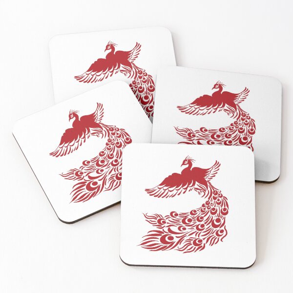 Item preview, Dragon Phoenix Art - Red Mythical Bird Design - Chinese Traditional Fantasy designed and sold by leen12 Art Designs Prints.