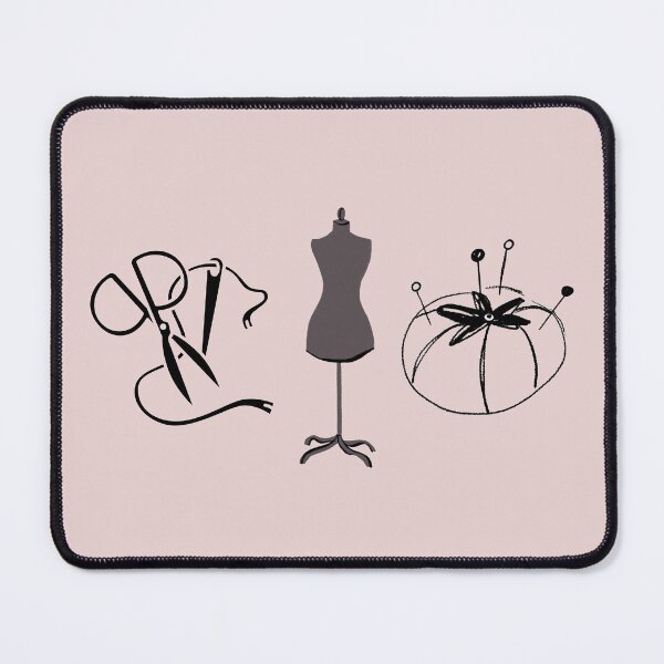 Item preview, Sewing Room Icons (Pastel Red) – Scissors & Seam Ripper, Dress Form, Pincushion – Minimal Tailor Triptych designed and sold by MicroRoleClub.
