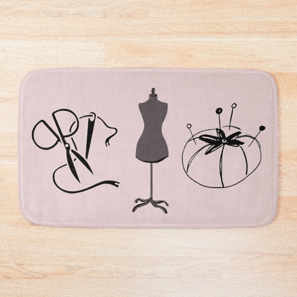 Item preview, Sewing Room Icons (Pastel Red) – Scissors & Seam Ripper, Dress Form, Pincushion – Minimal Tailor Triptych designed and sold by MicroRoleClub.