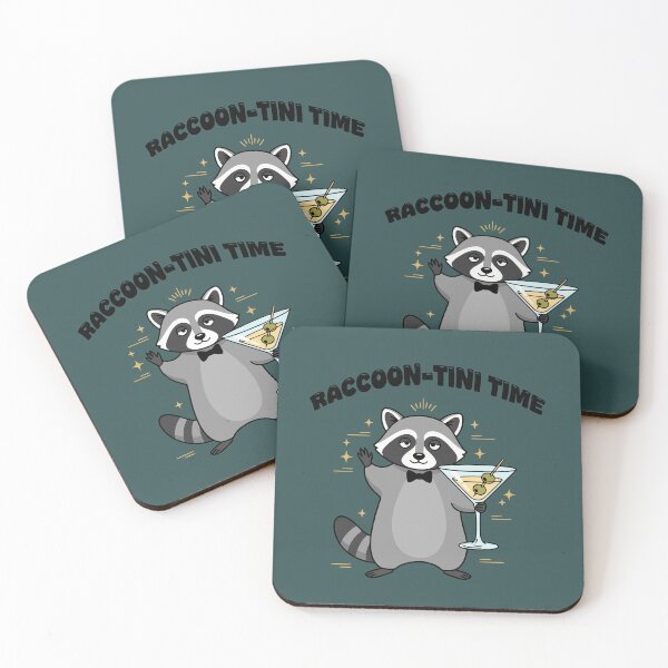 Item preview, Raccoon-Tini Time Funny Martini Cocktail Party Art designed and sold by cabana.space.