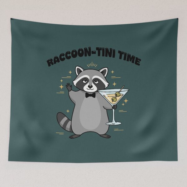 Item preview, Raccoon-Tini Time Funny Martini Cocktail Party Art designed and sold by cabana.space.
