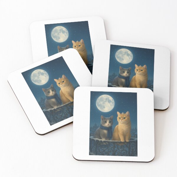 Item preview, Moonlit Sisters – Diuss & Katiu on the Winter Balcony designed and sold by LovelyCatGalaxy.